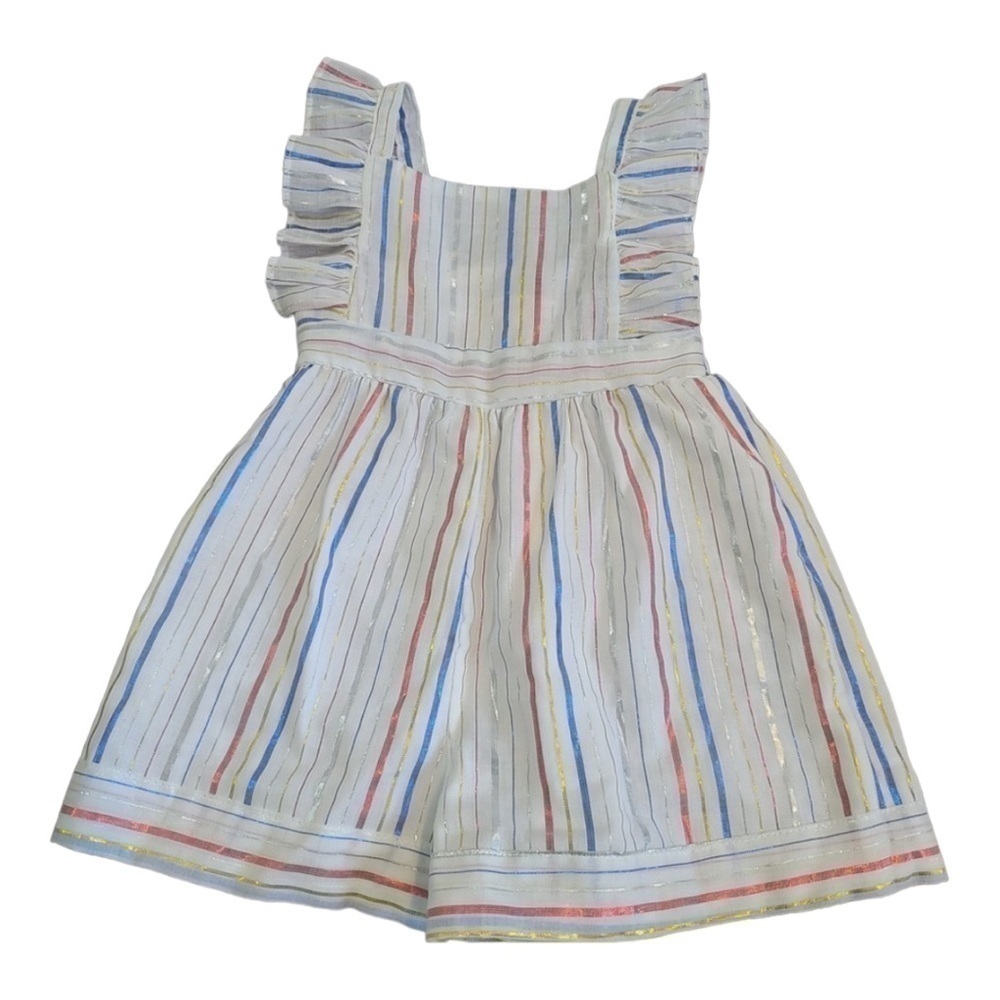 𝅺Pastourelle By Pippa and Julie White Striped Glitter Romper Size 12 months